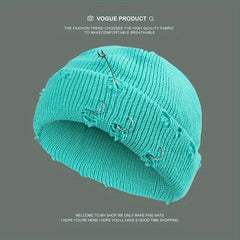Candy Knit Hat Brooch Unisex Hip Hop Skull Hat