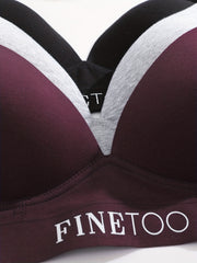 3pcs Letter Print T Shirt Bras Push Up Bra Women's Lingerie