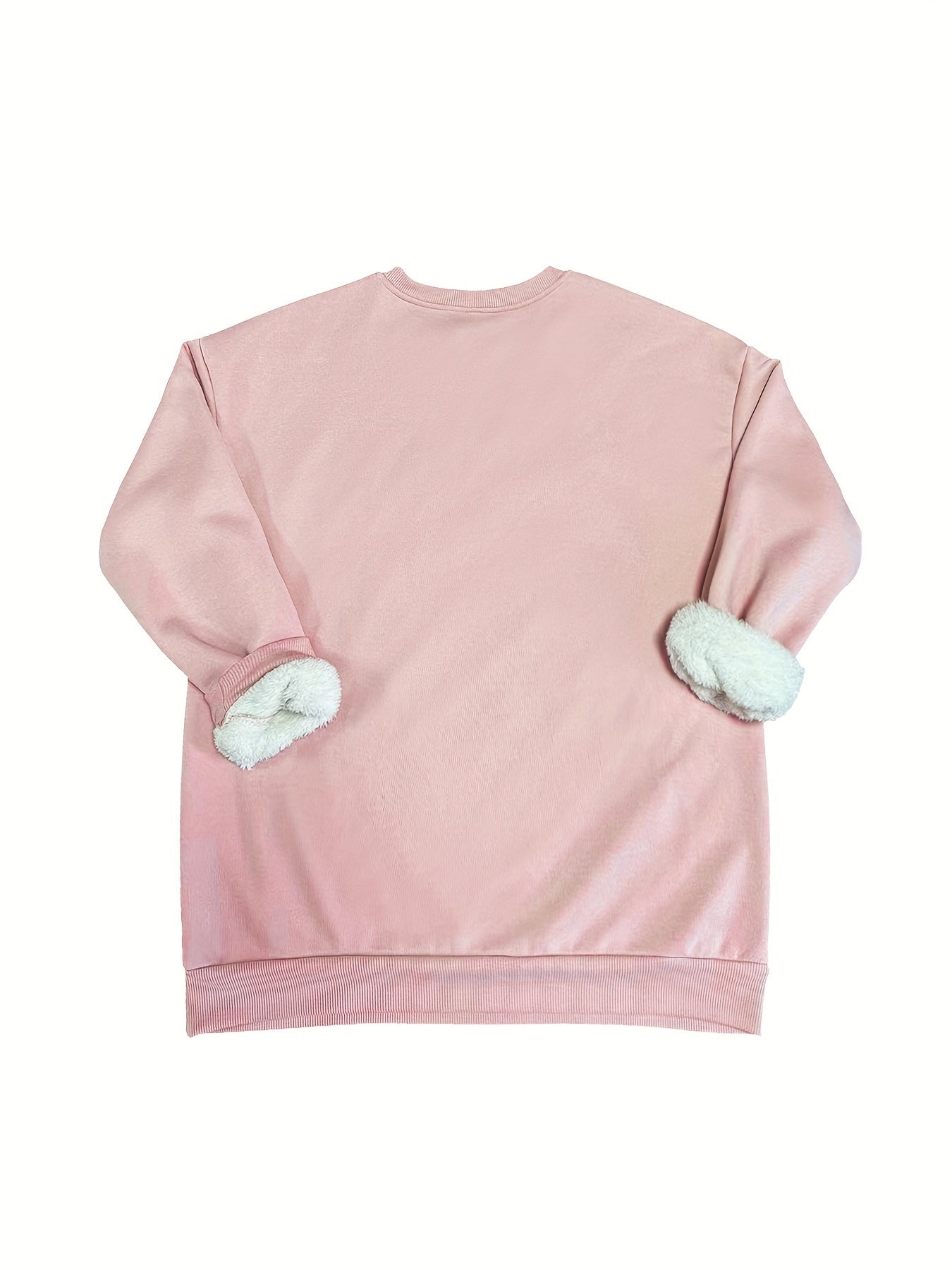 Women's Plus 3D Cat Print Fleece Top & Joggers Set