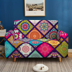 Colorful Bohemian Stretch Sofa Cover with Elastic Band