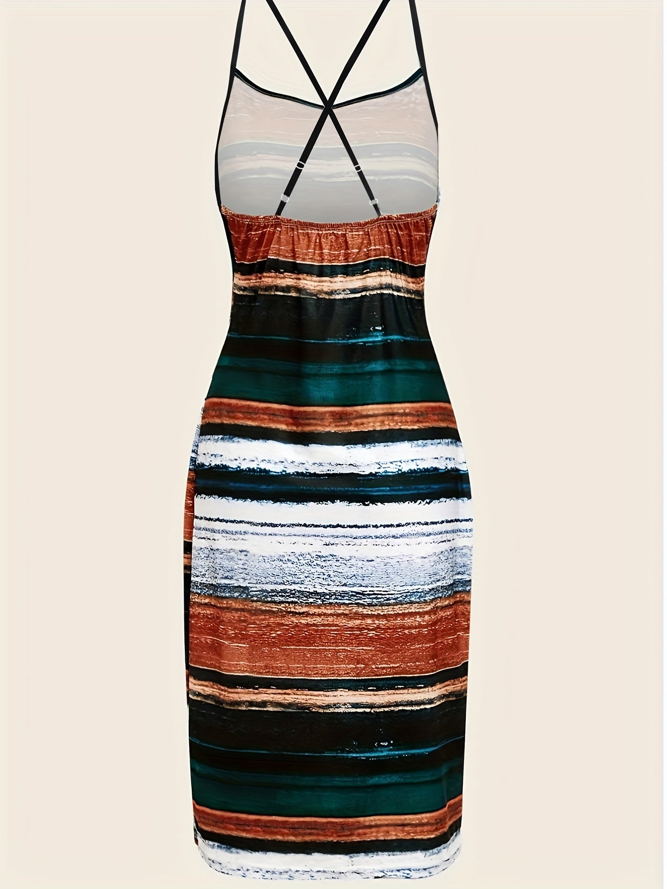  Sexy Summer Dress Stripe Print V Neck Bodycon Cami Dress