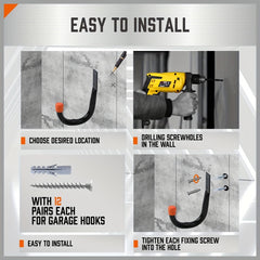 6pcs Heavy Duty Garage Hooks Wall Storage Utility Hooks For Tool Room