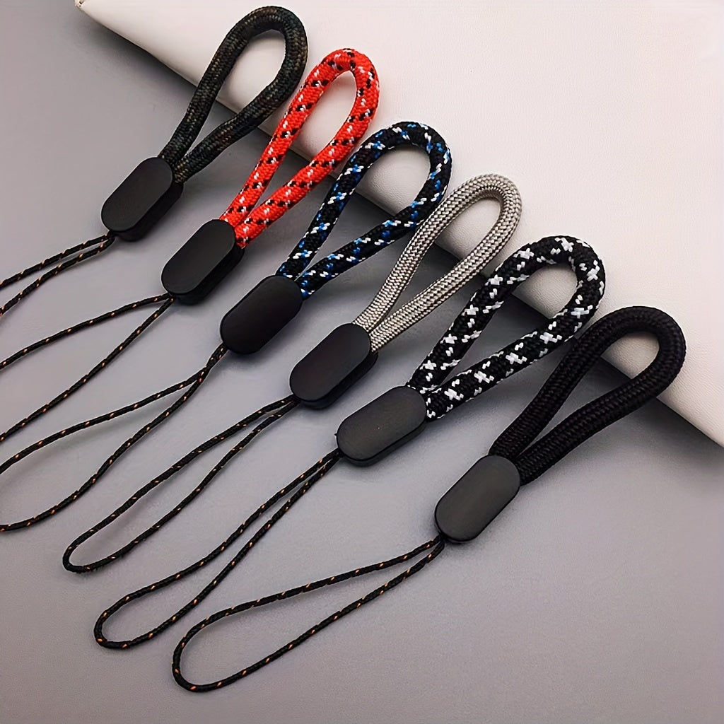 6pcs Adjustable Finger Wrist Strap Short Rope Colorful Nylon Strap