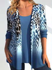Women's Plus Leopard Print Cardigan & Tank Top Set