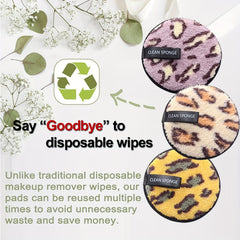2pcs 4pcs Reusable Makeup Remover Pads Leopard Cleansing Facial