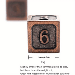 7pcs Metal Dice Set for Boards and Clubs - Retro Design - Christmas Gift
