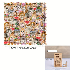 Watermelon Cat Wood Puzzle 5.78in DIY Artistic Jigsaw Birthday Halloween Gift