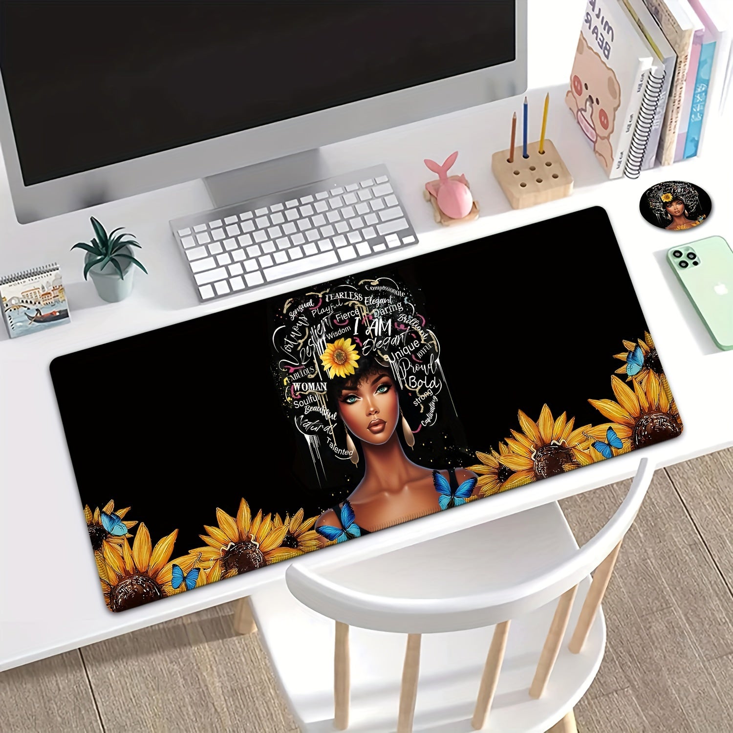 African American Girl Queen Women Mouse Pad XL
