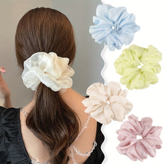 Large Hair Tie Solid Flower Scrunchie Hair Rope