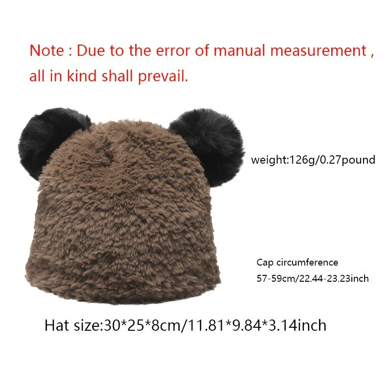 Bear Knitted Hat Women's Warm Hat Woolen Hat Embroidery Hip hop Cap