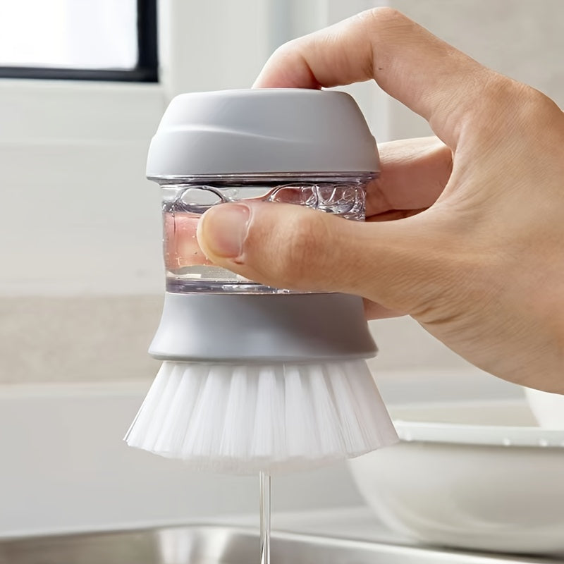 Soap Dispensing Dish Scrub Brush with Drip Tray - Effortless Cleaning