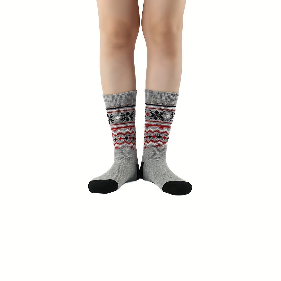 Geometric Pattern Mid Tube Socks Soft & Comfy Women's Stockings