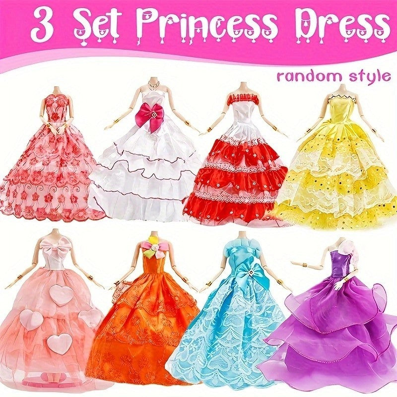 50pcs Mixed Doll Clothes Set for 11.5 Inch Dolls with 3 Princess Dresses