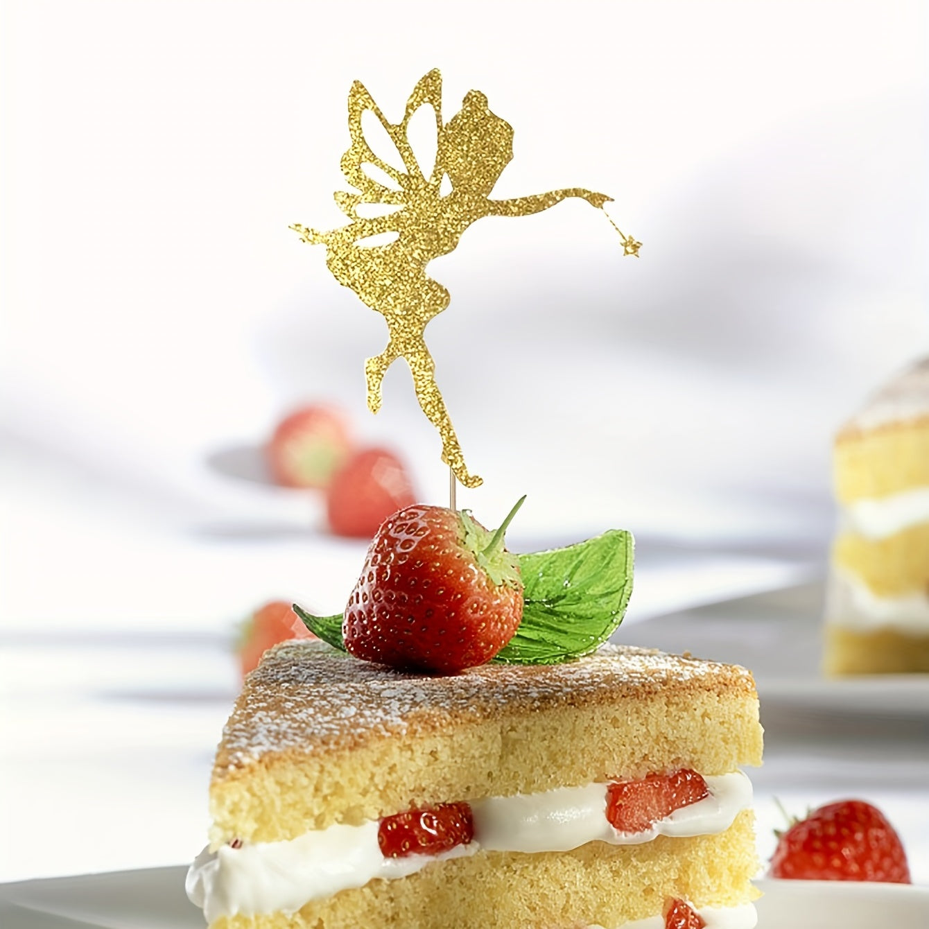 Golden Glitter Fairy Cake Topper for Magical Occasions
