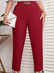  Chain Decor High Rise Tapered Leg Trousers