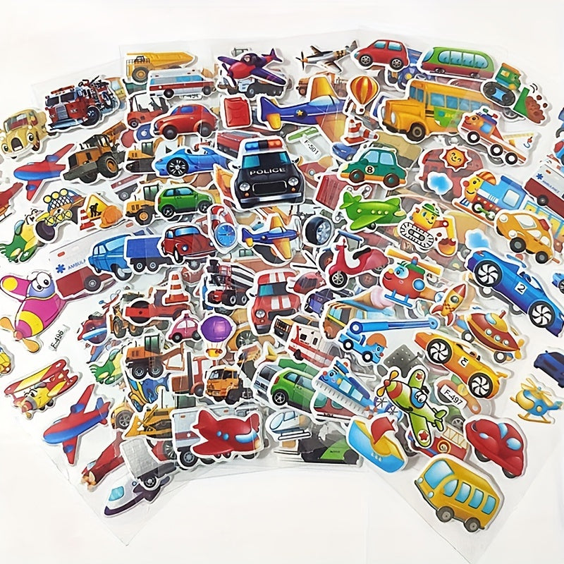 12 Sheets 3D Waterproof Cartoon Stickers for Kids Toddlers Boys Girls
