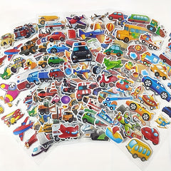 12 Sheets 3D Waterproof Cartoon Stickers for Kids Toddlers Boys Girls