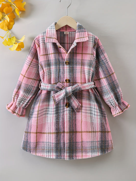 Girls' Flannel Plaid Jacket Button Down Shirt Top
