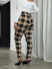 Women's Plus Plaid Print High Rise Skinny Trousers