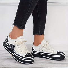 Women's Canvas Lace Up Platform Sneakers