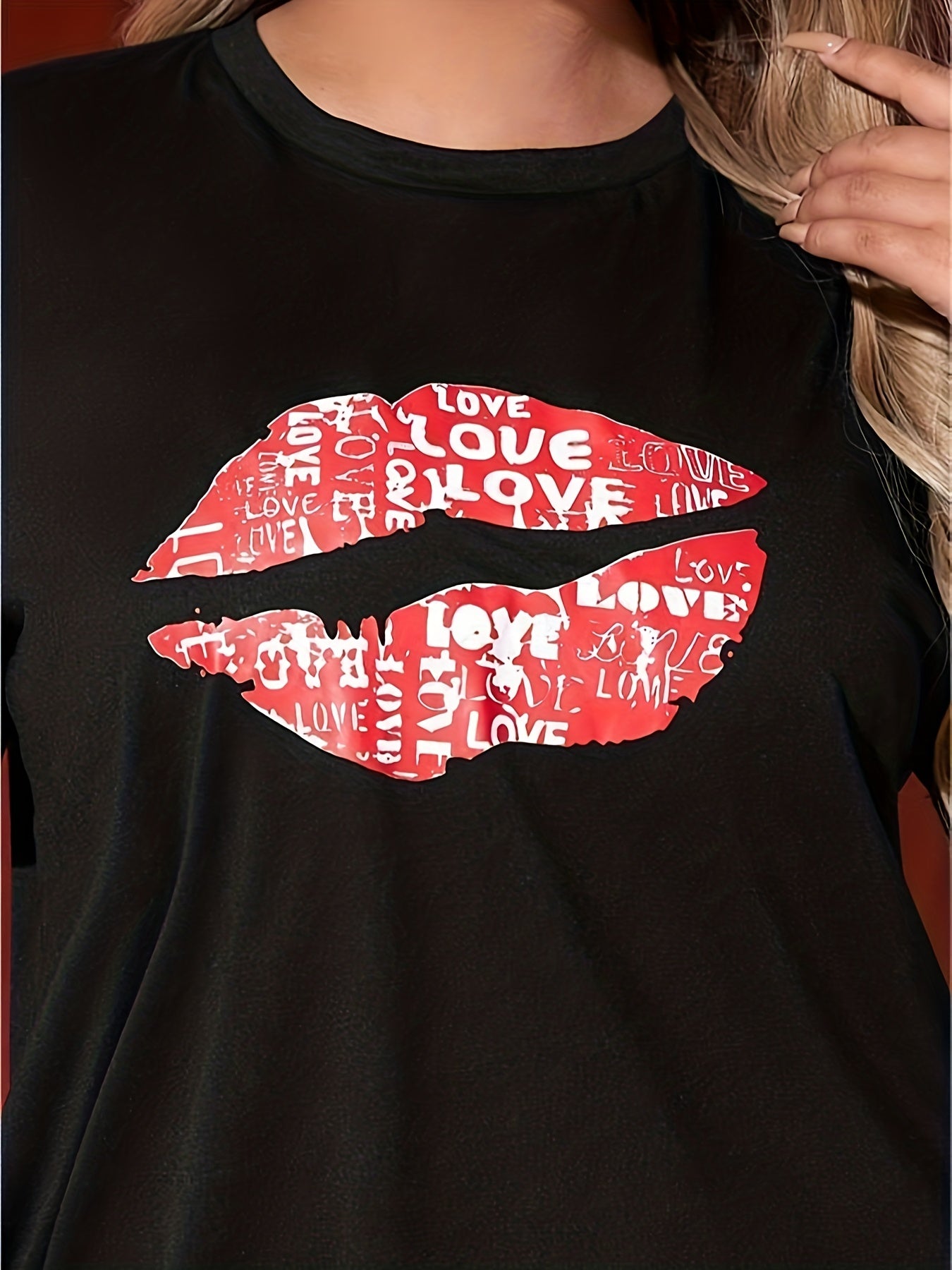  Women's Letter Kiss Print Lounge Sleep Dress