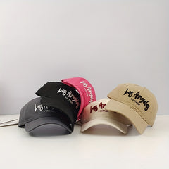 LA Embroidery Baseball Cap Vintage Solid Cotton Dad Hat Unisex