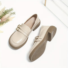 Chunky Loafers with Two Buckle Straps, Round Toe