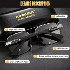 RoyalHot Men's Polarized Metal Driving Sunglasses Unisex