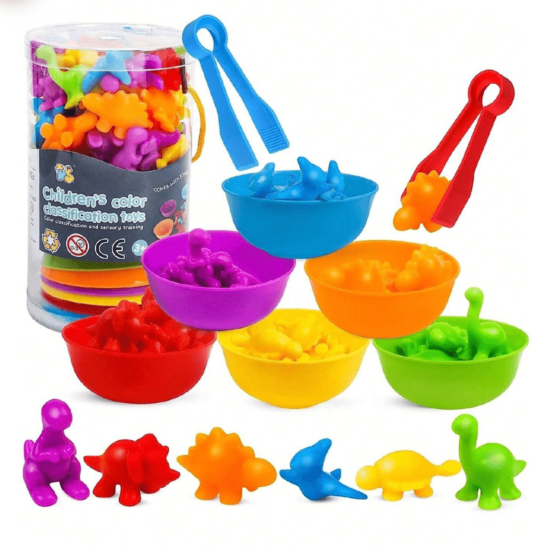 Kids' Rainbow Dino Counting & Classification Math Toy Set