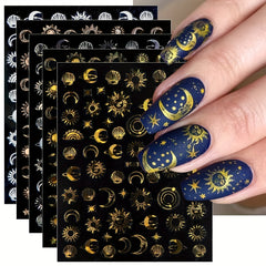 Colorful Moon Star Sun Nail Art Stickers Decals Self Adhesive Pegatinas