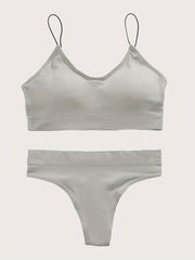Wireless Bra & Thong Lingerie Set Women's Underwear