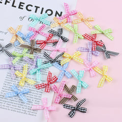 30pcs Colorful Plaid & Ribbon Bows Hair Clips DIY Decoration Crafts