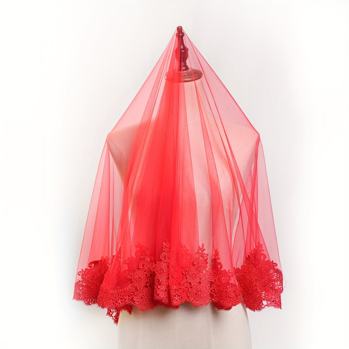 Red Transparent Hijab Lightweight Breathable Turban Women's Headscarf Scarf