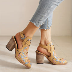 Embroidered & Studded Chunky Heeled Boots