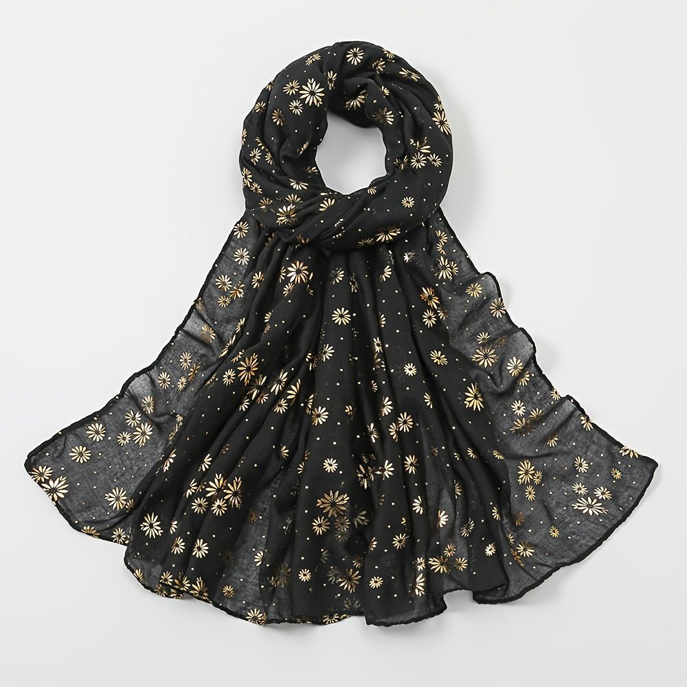 Hot Stamp Flower Scarf Thin Yarn Hijab Sunscreen Shawl for Women