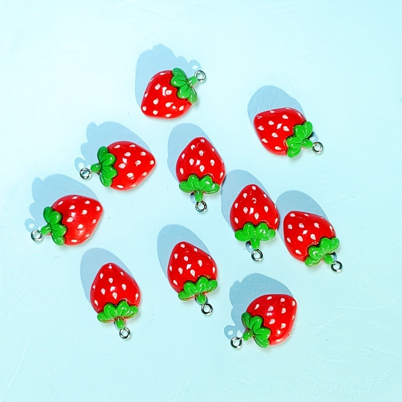 10pcs Strawberry Charms for DIY Jewelry Making