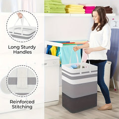 72L Laundry Hamper With Extended Handles, Collapsible Large Clothes Basket