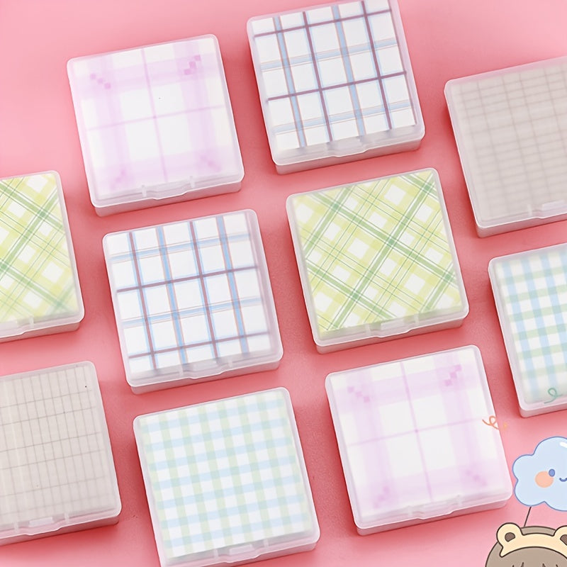 200pcs Plaid Sticky Notes Striped Book Style Non Sticky