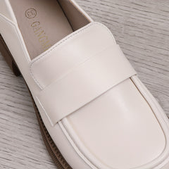 Women's Chunky Heel Loafers British Style Work Shoes