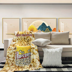 Delicious Food Pattern Flannel Blanket Tempting Popcorn Soft Warm Fabric