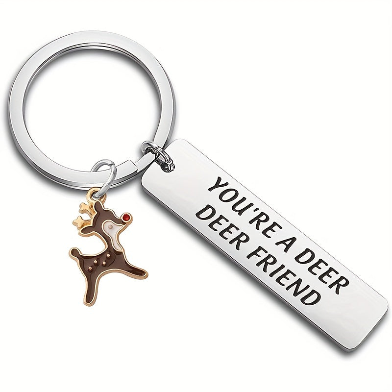Deer Cartoon Keychain Stainless Steel Friendship Gift