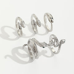 Vintage Snake Series Rhinestone Inlaid Women's Ring Set