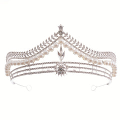 Crystal Pearl Crown Tiara Flower Rhinestone Wedding Tiaras
