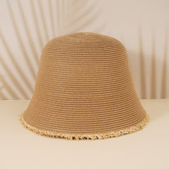 Vintage Straw Bucket Hat Sun Visor for Women