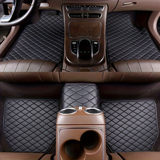 5pcs Universal Waterproof PU Leather Car Floor Mats