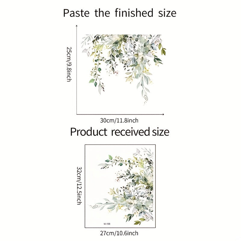 Green Plant Pattern Toilet Lid Decal for Bathroom Decor
