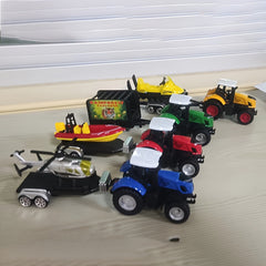 Kids Toy Car Farmer's Model Pull Back Aircraft Yacht Cargo Trailer