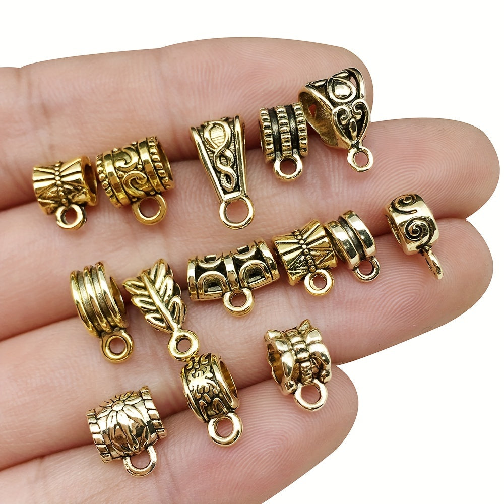 120pcs Antique Silver/Gold Clasps Connector Bail Tube Beads for DIY Jewelry