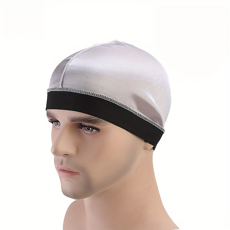 4pcs Silky Stocking Wave Caps Large Size Compression Stain Caps for Men