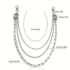 Men's Pants Chain Skull Hip Hop Layered Decoration Waist Belt Accessories